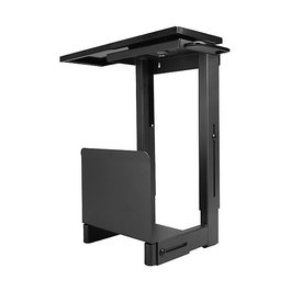 LINDY Soporte de CPU para escritorio 40284, Negro, Acero, hasta 30 kg, ajustable 0-360°, 34-49 cm de altura