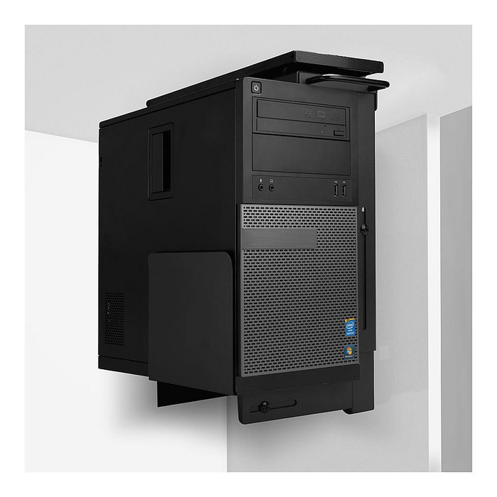 LINDY Soporte de CPU para escritorio 40284, Negro, Acero, hasta 30 kg, ajustable 0-360°, 34-49 cm de altura