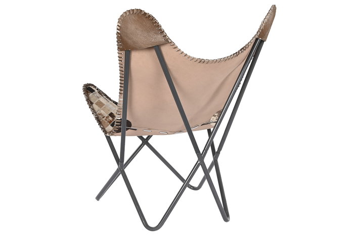 DKD Home Decor Sillón Colonial Camel Beige Piel y Hierro 70 x 90 x 70 cm DKD Home Decor Sillón Colonial Camel Beige Piel y Hierro 70 x 90 x 70 cm