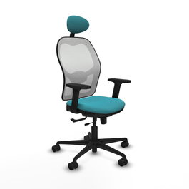 PIQUERAS Y CRESPO Silla de oficina Jorquera con mecanismo Sincro/Traslack, Turquesa y Blanco