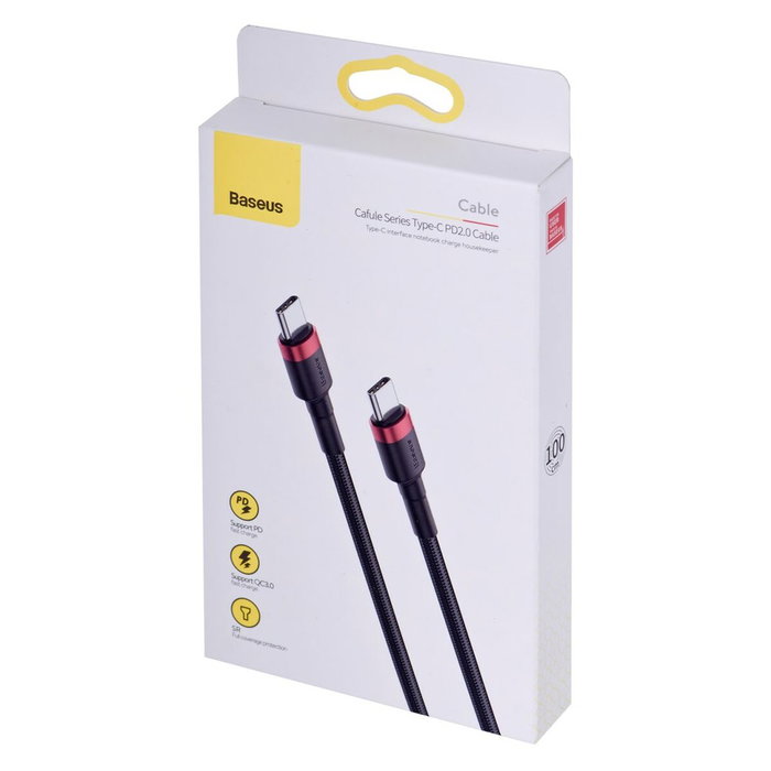 Baseus Cafule Cable USB-C a USB-C 60W 1m negro y rojo