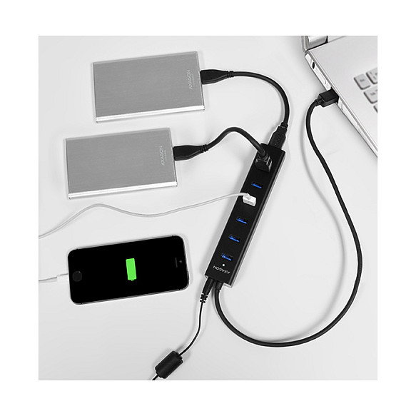 Axagon HUE-SA7BP Hub USB con 7 puertos USB 3.0 y 1 Micro-USB, 400 mm Axagon HUE-SA7BP Hub USB con 7 puertos USB 3.0 y 1 Micro-USB, 400 mm