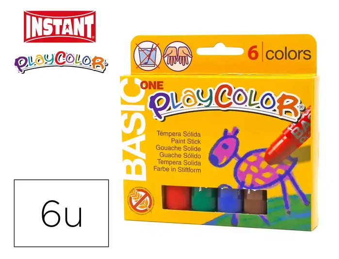 Playcolor Témperas Sólidas Basic One Estuche de 6 Colores Surtidos