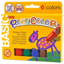 Playcolor Témperas Sólidas Basic One Barra Estuche De 6 Colores Surtidos Para Dibujar Y Pintar Escolares