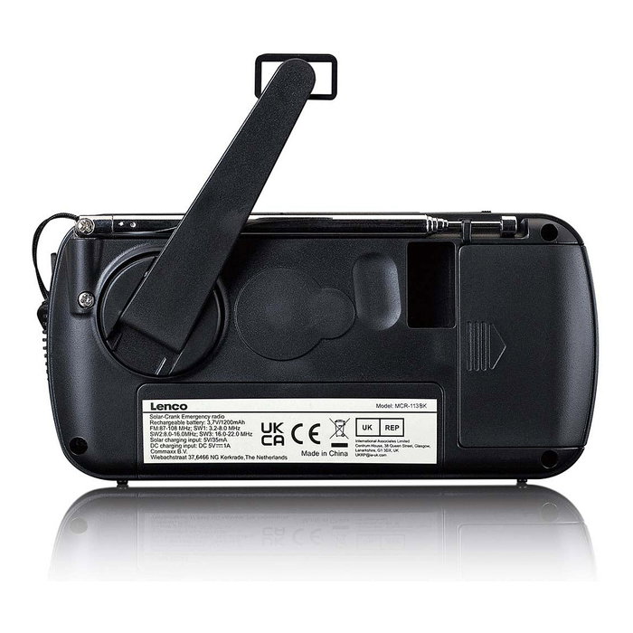 Lenco MCR-113BK Radio portátil Solar FM/SO, Negro, batería USB y dinamo Lenco MCR-113BK Radio portátil Solar FM/SO, Negro, batería USB y dinamo