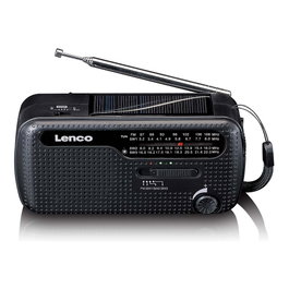 Lenco MCR-113BK Radio portátil Solar FM/SO, Negro, batería USB y dinamo