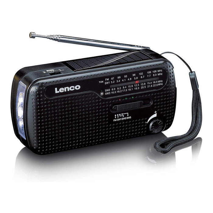Lenco MCR-113BK Radio portátil Solar FM/SO, Negro, batería USB y dinamo Lenco MCR-113BK Radio portátil Solar FM/SO, Negro, batería USB y dinamo