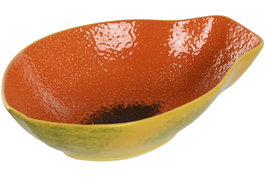 DKD Home Decor Conjunto de 2 Cuencos de Gres Papaya Naranja 23x16x6,5 cm