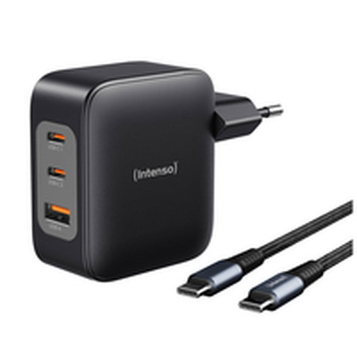Intenso Kit Cargador GaN W100ACC 100W con 2x USB-C, 1x USB-A y Cable USB-C