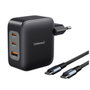 Intenso Kit Cargador GaN W100ACC 100W con 2x USB-C, 1x USB-A y Cable USB-C