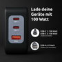 Intenso Kit Cargador GaN W100ACC 100W con 2x USB-C, 1x USB-A y Cable USB-C