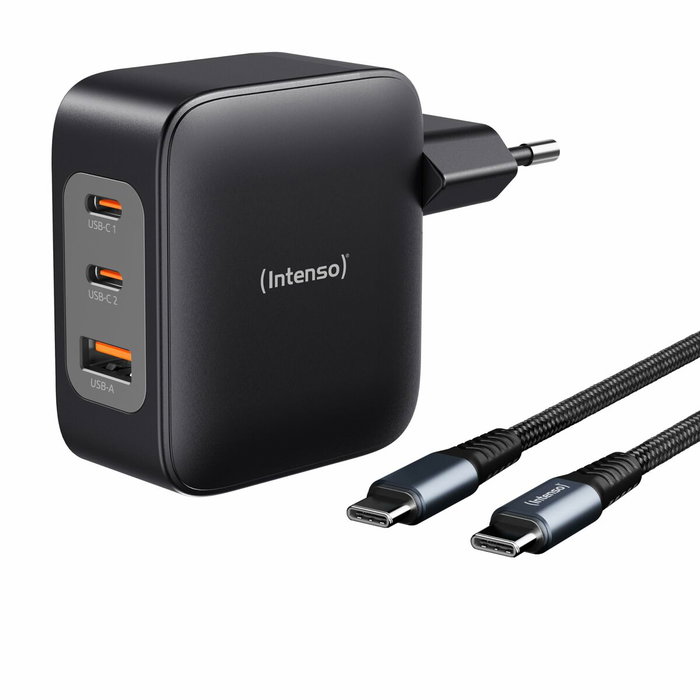 Intenso Kit Cargador GaN W100ACC 100W con 2x USB-C, 1x USB-A y Cable USB-C