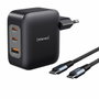Intenso Kit Cargador GaN W100ACC 100W con 2x USB-C, 1x USB-A y Cable USB-C