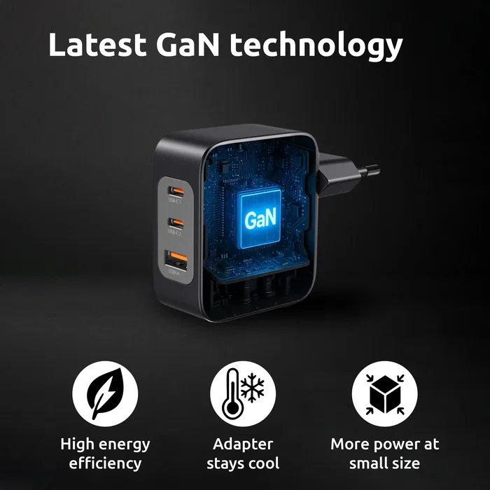 Intenso Kit Cargador GaN W100ACC 100 W con 2x USB-C, 1x USB-A y Cable USB-C