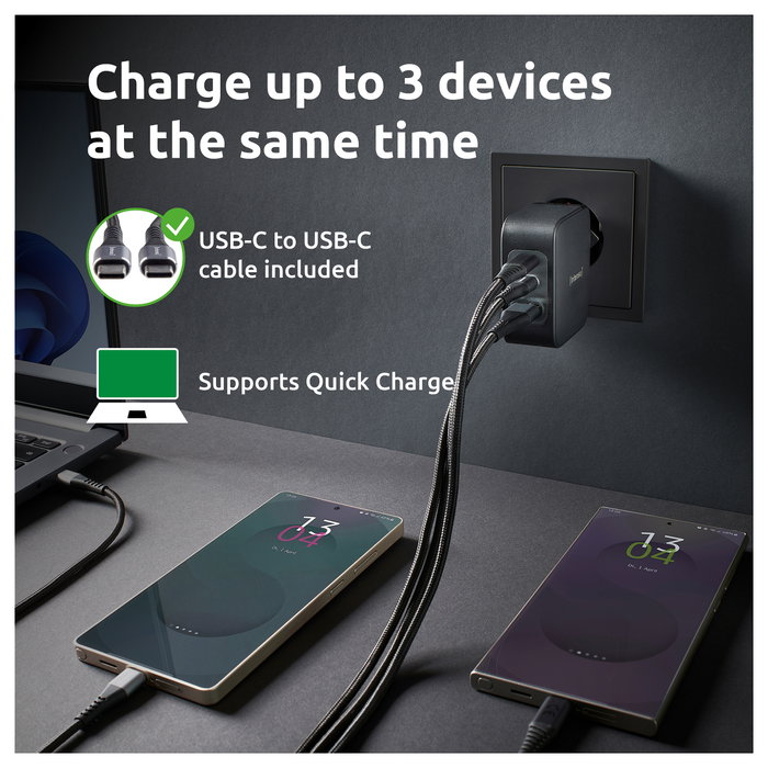 Intenso Kit Cargador GaN W100ACC 100 W con 2x USB-C, 1x USB-A y Cable USB-C Intenso Kit Cargador GaN W100ACC 100 W con 2x USB-C, 1x USB-A y Cable USB-C