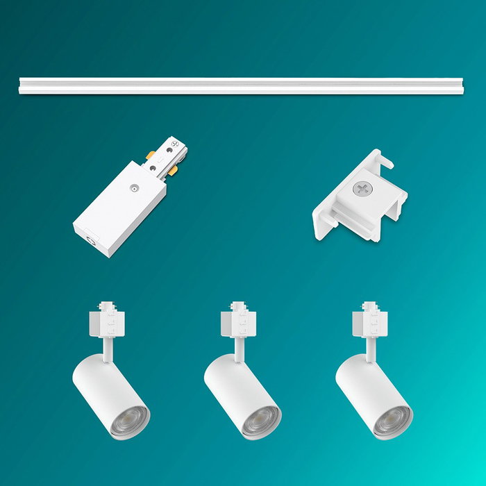 Philips Sistema de Riel Easylink con 3 Proyectores Zilo 5W, Blanco, 1 Metro, Casquillo GU10, Fuente de Alimentación Incluida