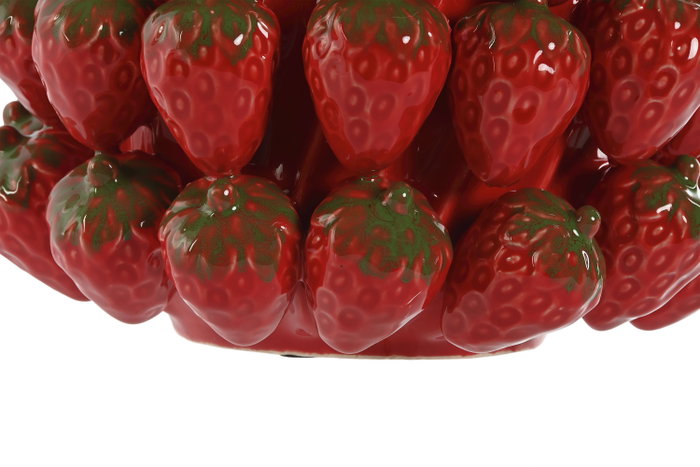 DKD Home Decor Jarrón de Gres Fresas Rojo y Verde