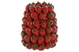 DKD Home Decor Jarrón de Gres Fresas Rojo y Verde