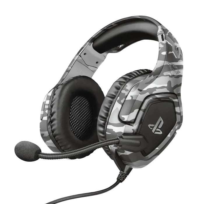 Trust GXT 488 Forze - Auriculares Gaming para PS4 con Licencia Oficial, Micrófono Plegable, Diadema Ajustable, Almohadillas Circumaurales, Cable de 1.2m - Negro y Gris