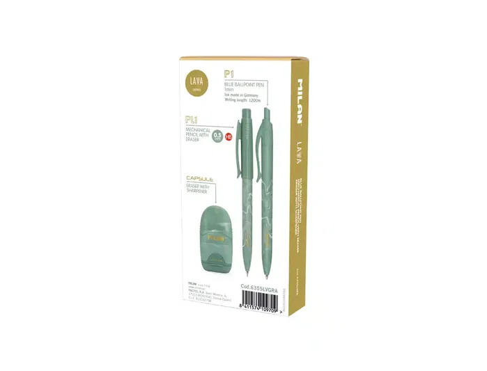 Milan Serie Lava Set de Escritura Verde (Bolígrafo P1, Portaminas PL1 y Afilaborra Capsule) Milan Serie Lava Set de Escritura Verde (Bolígrafo P1, Portaminas PL1 y Afilaborra Capsule)
