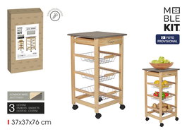 Inde Carrito Verdulero 3 Niveles con Cajón 38 cm x 15 cm x 72 cm (2 Unidades)