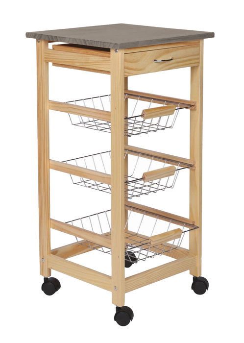 Inde Carrito Verdulero 3 Niveles con Cajón 38 cm x 15 cm x 72 cm (2 Unidades)