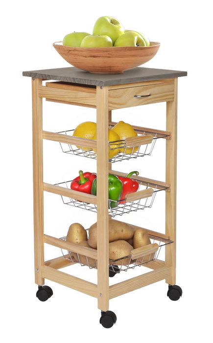 Inde Carrito Verdulero 3 Niveles con Cajón 38 cm x 15 cm x 72 cm (2 Unidades)