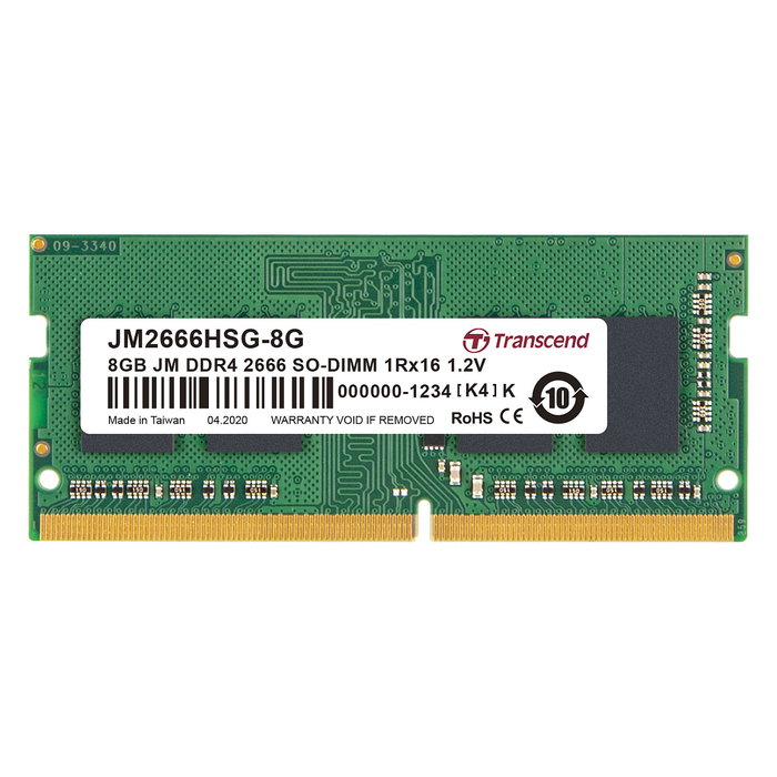Transcend JM2666HSG-8G Memoria RAM DDR4 de 8 GB a 2666 MHz para Portátil SO-DIMM CL19 Transcend JM2666HSG-8G Memoria RAM DDR4 de 8 GB a 2666 MHz para Portátil SO-DIMM CL19
