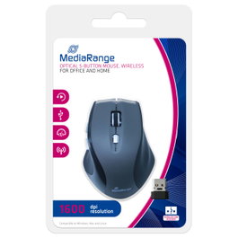 MEDIARANGE Ratón óptico inalámbrico con 5 botones y rueda de desplazamiento