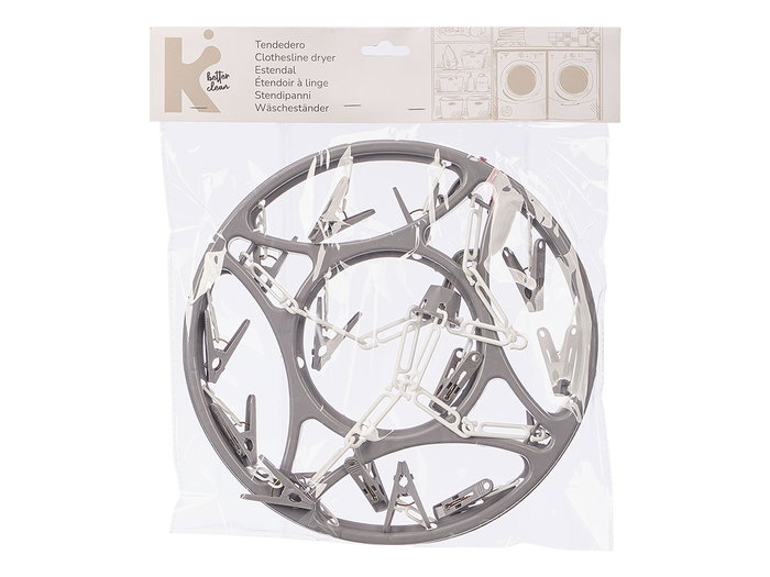 ARTE REGAL Tendedero redondo colgable, plástico PP, color blanco o gris, surtido aleatorio, dimensiones 30x4x30 cm (Set de 24)