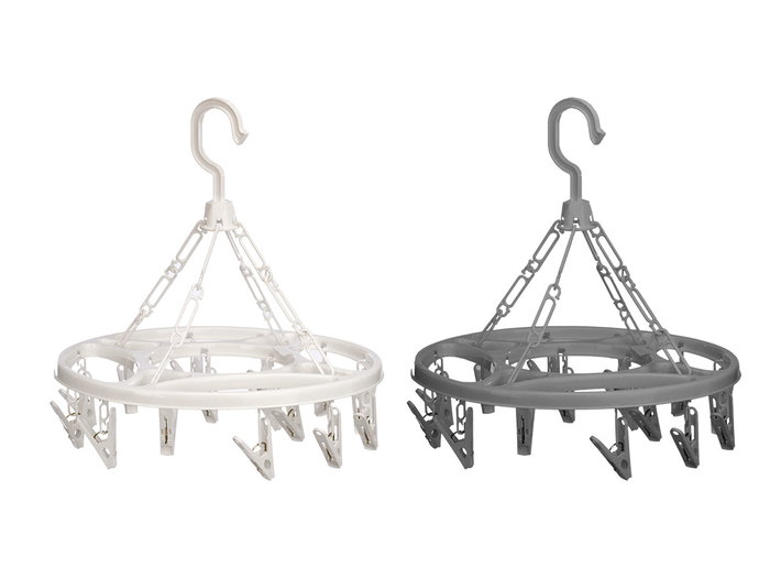 ARTE REGAL Tendedero redondo colgable, plástico PP, color blanco o gris, surtido aleatorio, dimensiones 30x4x30 cm (Set de 24)