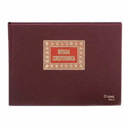 Dohe Libro de Entrada de Correspondencia 100 Hojas Folio Apaisado Burdeos