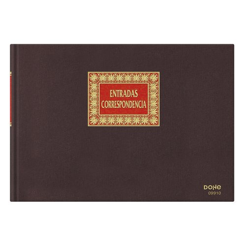 Dohe Libro de Entrada de Correspondencia 100 Hojas Folio Apaisado Burdeos