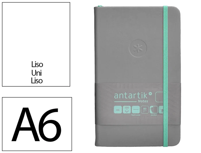 Antartik Cuaderno Tapa Dura A6 100 Hojas Lisas Gris y Turquesa 80gr FSC Antartik Cuaderno Tapa Dura A6 100 Hojas Lisas Gris y Turquesa 80gr FSC