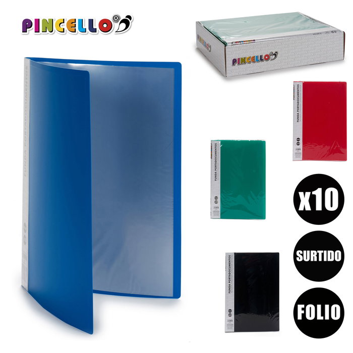 Pincello Portadocumentos 10 Hojas Folio Surtidos Col 1 x 33.5 x 23 cm (Set de 36)