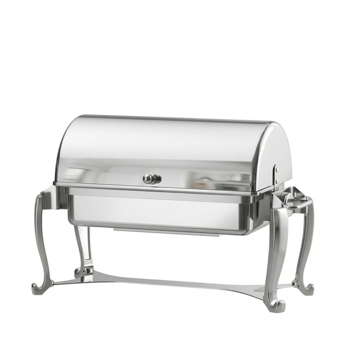 IREI Chaffing Dish - Fuente de buffet caliente de acero inoxidable pulido espejo, 69x39x46 cm, Neutral