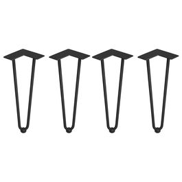 Emuca Lote de 4 patas Hairpin de 2 varillas para mesa, altura 400mm, Acero, Pintado negro