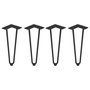 Emuca Lote de 4 patas Hairpin de 2 varillas para mesa, altura 400mm, Acero, Pintado negro