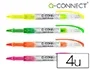 Q-connect Rotulador Fluorescente Punta Biselada Tinta Líquida Bolsa 4 Unidades Colores Surtidos