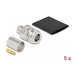 DeLOCK Pack de 5 Conectores N Hembra para Crimpar LMR 400 con Tubo Termorretráctil