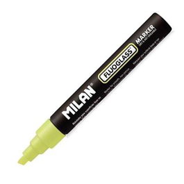 Milan Fluoglass Rotulador Borrable Amarillo (Set de 12) Superficies Impermeables (Set de 12)