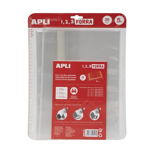 Apli Forro de Libros con Solapa Ajustable 290 mm, 5 Unidades