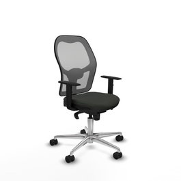 PIQUERAS Y CRESPO Silla de oficina Jorquera con mecanismo Sincro, tela negra y malla gris