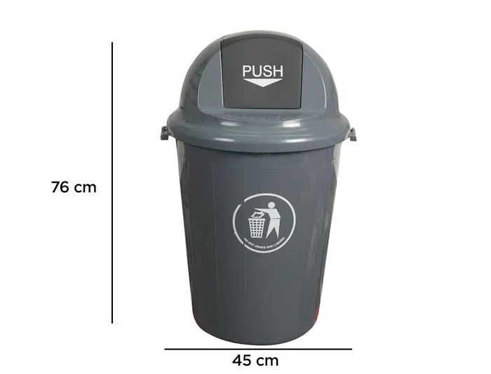 Q-connect Papelera Contenedor Plástico con Tapadera 80L Gris 450x760 mm