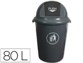 Q-connect Papelera Contenedor Plástico con Tapadera 80L Gris 450x760 mm
