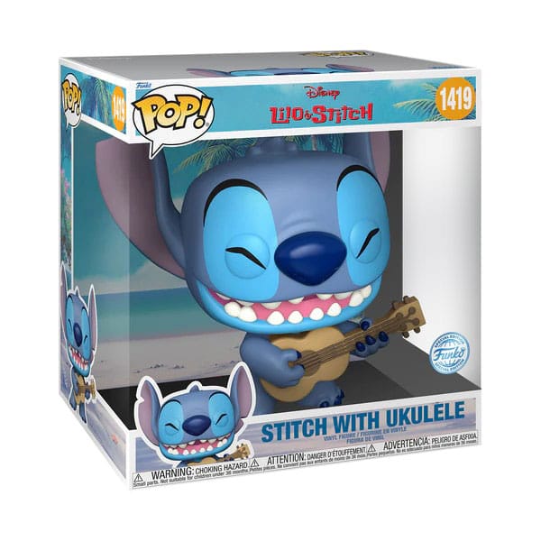 Funko Pop #481 Jumbo Stitch con Ukelele - Figura de Vinilo 25 cm - Colección Lilo & Stitch - Licencia Disney Funko Pop #481 Jumbo Stitch con Ukelele - Figura de Vinilo 25 cm - Colección Lilo & Stitch - Licencia Disney