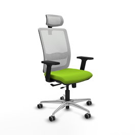 PIQUERAS Y CRESPO Silla de oficina Haches con mecanismo Sincro/Traslack, Pistacho y Blanco