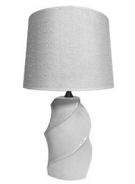 DKD Home Decor Lámpara de Sobremesa de Porcelana Espiral Blanca