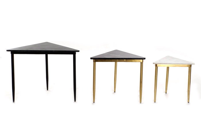 DKD Home Decor Set de 3 Mesitas Auxiliares Mesda de Mármol y Metal DKD Home Decor Set de 3 Mesitas Auxiliares Mesda de Mármol y Metal