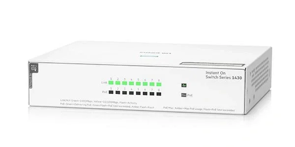 HP Enterprise Aruba Instant On 1430 8G PoE+ (64W) Switch Blanco